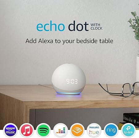 Smart speaker with clock and Alexa